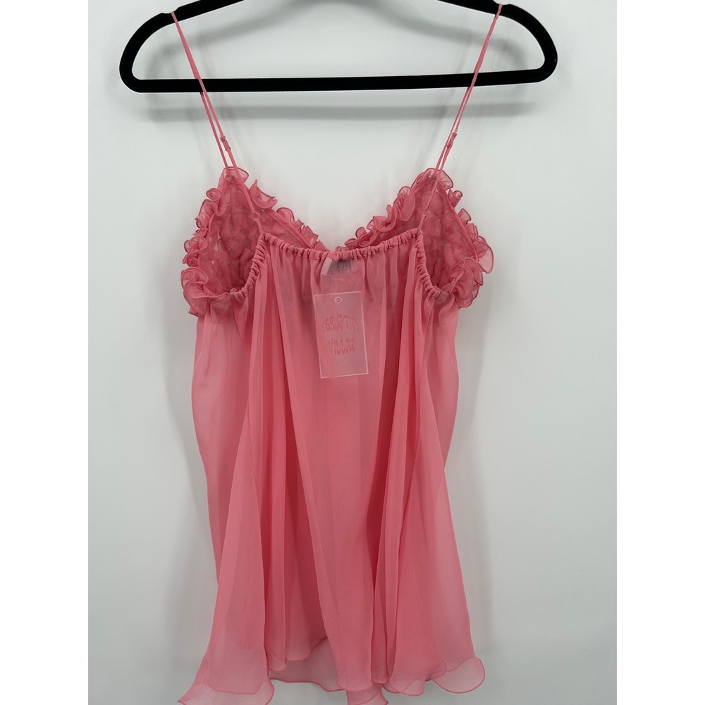 La Senza Lingerie Pink Ruffle Rosette Babydoll Chemise Sheer Nightgown Small - Picture 5 of 13